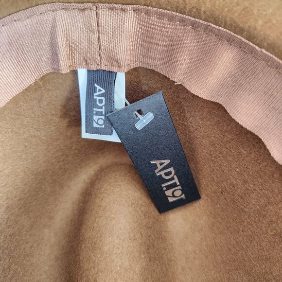 NWT Apt. 9 Pecan Brown 100% Wool Hat Wide Brim Felt Banded Floppy Fedora - Picture 9 of 10